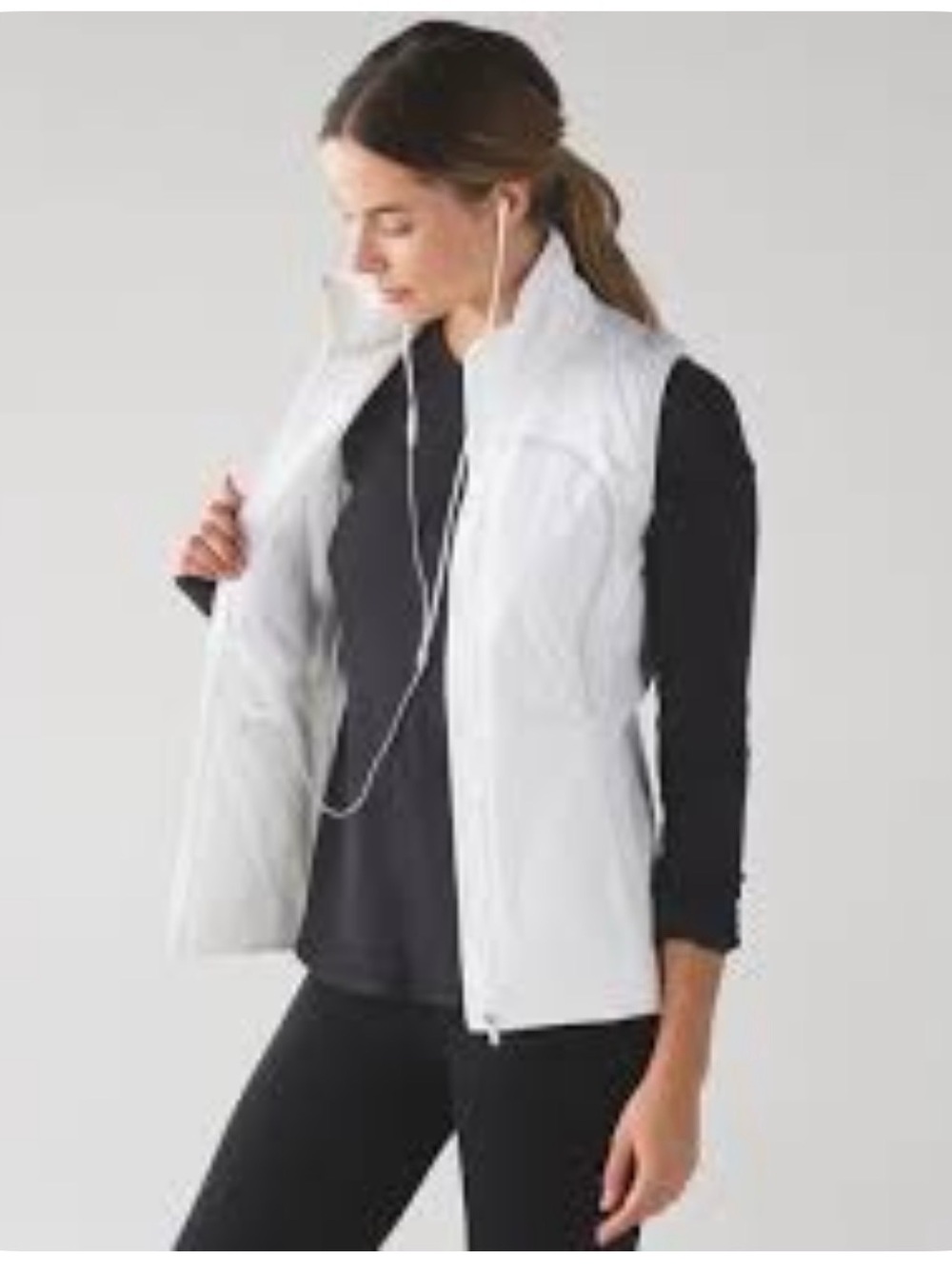 lululemon athletica White Quilted Vest - Lightweight Zip Front